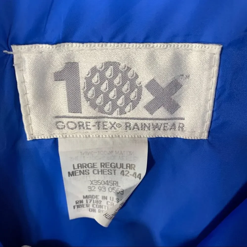 Blue Gore-Tex Blue Rain Jacket Front Zip Large Gorpcore Casual
